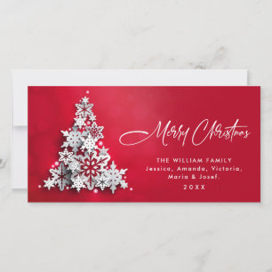 Minimalistische sneeuwvlokken kerstboom groet feestdagenkaart