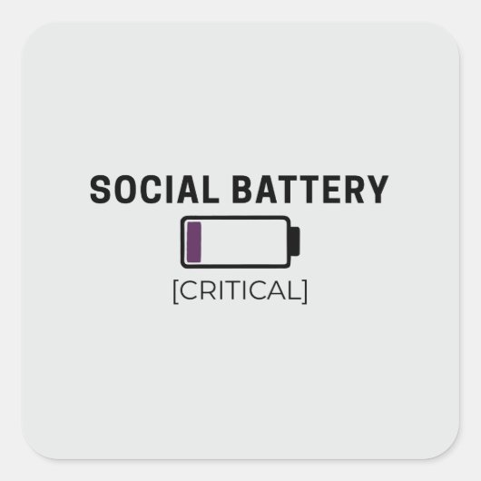 Minimalistische Social Battery Low Sticker (Voorkant)