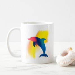 Minimalistische Spray Paint Dolphin Silhouette Koffiemok