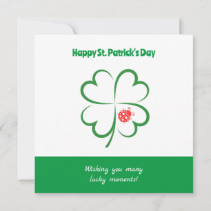 Minimalistische St. Patrick's Day, vierbladige kla Kaart