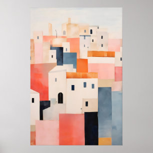 Minimalistische stadprint abstracte landschapskuns poster