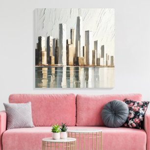Minimalistische stadsgezicht getextureerde 3D-schi Canvas Afdruk