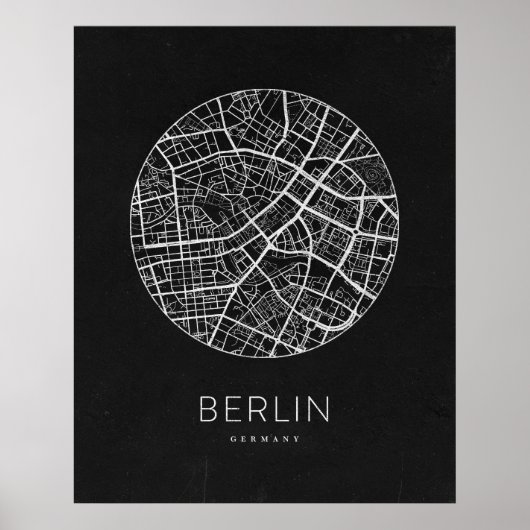 Minimalistische stadsplattegrond van Berlijn Poster (Voorkant)