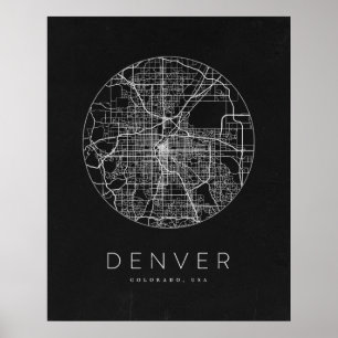 Minimalistische stadsplattegrond van Denver Poster
