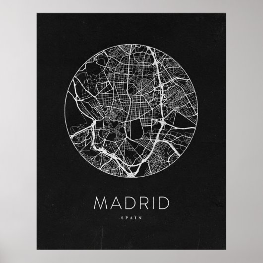 Minimalistische stadsplattegrond van Madrid Poster (Voorkant)