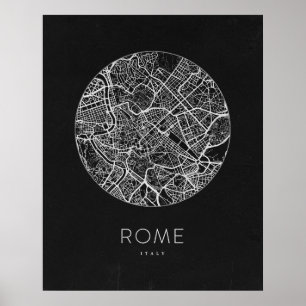 Minimalistische stadsplattegrond van Rome Poster
