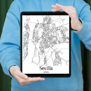 Minimalistische stadsplattegrond van Sevilla Poster
