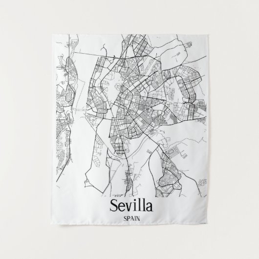 Minimalistische stadsplattegrond van Sevilla Wandkleed (Voorkant)