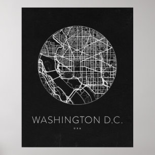 Minimalistische Stadsplattegrond van Washington DC Poster