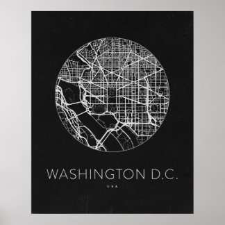 Minimalistische Stadsplattegrond van Washington DC Poster
