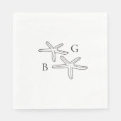 Minimalistische Starfish Beach Monogram bruiloft Servet (Voorkant)