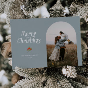 Minimalistische Stenen Boog Vrolijke Kerstfoto Feestdagenkaart