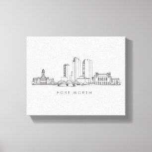 Minimalistische sterrenlijn kunst van Fort Worth Canvas Afdruk