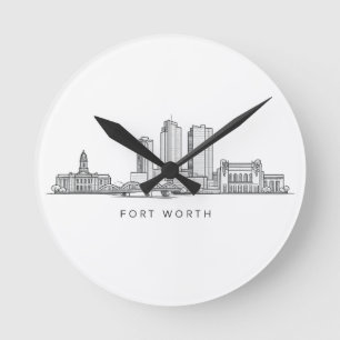 Minimalistische sterrenlijn kunst van Fort Worth Ronde Klok