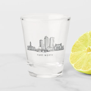 Minimalistische sterrenlijn kunst van Fort Worth Shot Glas