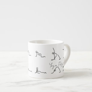 Minimalistische Stick Figure Yoga Posities Espresso Kop