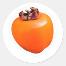 Minimalistische sticker van rijpe kaki vrucht, sch