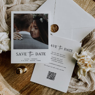 Minimalistische stijl   Eén foto en QR-code Save The Date