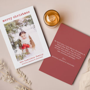 Minimalistische stijlvolle familie foto kerst Kaar Bedankkaart