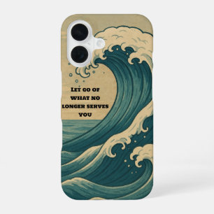 Minimalistische stille oceaangolf 'laat los' iPhone 16 hoesje