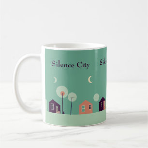 Minimalistische Stilte Stad Nacht Zacht Groen Kleu Koffiemok