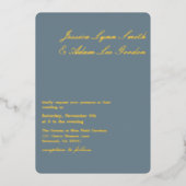 Minimalistische Stofblauw Folie Uitnodiging (Voorkant)