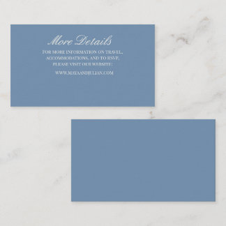 Minimalistische Stofblauwe Bruiloft Informatiekaartje