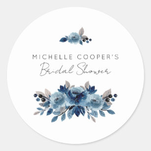 Minimalistische Stofblauwe en Marine Bloemstuk Ronde Sticker