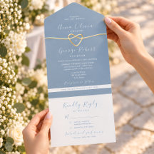 Minimalistische Stofblauwe Gouden Bruiloft