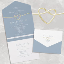 Minimalistische Stofblauwe Gouden Bruiloft