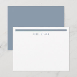 Minimalistische Stofblauwe Monogram Moderne Rand Notitiekaartje
