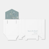 Minimalistische stoffige blauwe botanische gunstbo bedankdoosjes (Uitgevouwen)