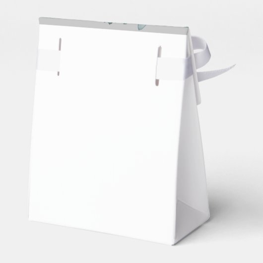 Minimalistische stoffige blauwe botanische gunstbo bedankdoosjes (Achterkant)