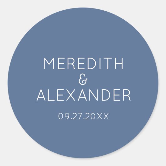 Minimalistische stoffige blauwe bruiloft Sticker (Voorkant)