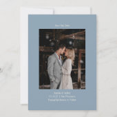 Minimalistische stoffige blauwe elegante bruiloft  save the date (Voorkant)