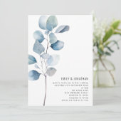 Minimalistische stoffige blauwe eucalyptus QR code Kaart (Staand voorkant)