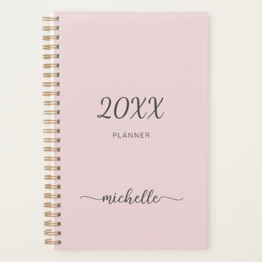 Minimalistische stoffige roze monogram naam 2023 p planner (Voorkant)
