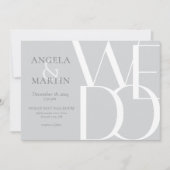 Minimalistische Stout Lichtgrijze Trouw Uitnodigin Kaart (Voorkant)