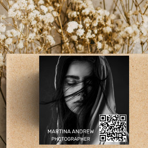 Minimalistische strakke sociale media QR code Cust Vierkante Visitekaartje
