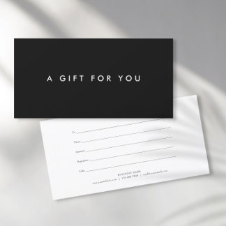 Minimalistische, strakke, zwart-wit cadeaubon
