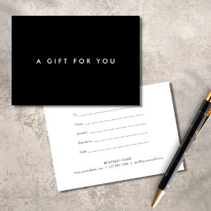 Minimalistische, strakke, zwart-wit cadeaubon