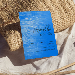 Minimalistische strand azuurblauw RSVP kaartje
