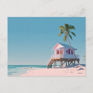Minimalistische strandhut Kustkunst ansichtkaart Briefkaart