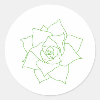 Minimalistische Succulente Groene Botanische Kunst Ronde Sticker