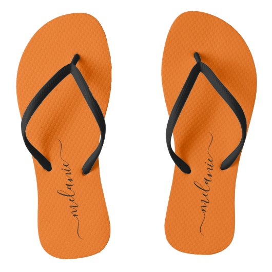 Minimalistische Sunburst Oranje aangepaste scriptn Teenslippers (Voetbed)