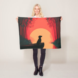 Minimalistische Sunset Black Labrador Dog Fleece Deken