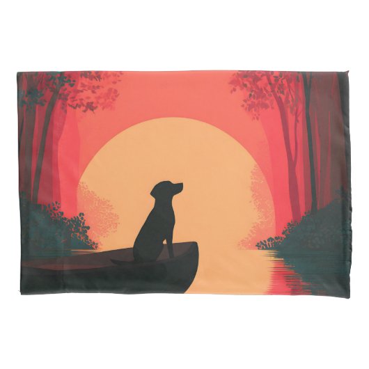 Minimalistische Sunset Black Labrador Dog Kussensloop (Voorkant)