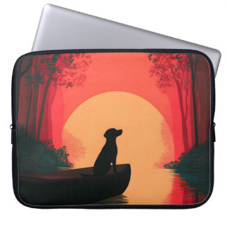 Minimalistische Sunset Black Labrador Dog Laptop Sleeve