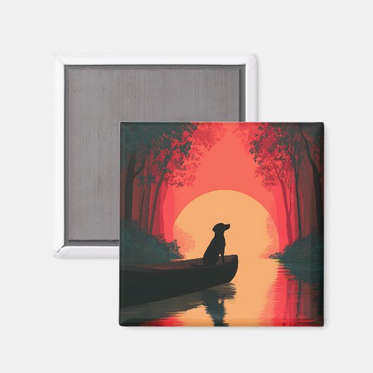 Minimalistische Sunset Black Labrador Dog Magneet (Voorkant / Achterkant)