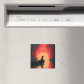 Minimalistische Sunset Black Labrador Dog Magneet (Insitu (Vaatwasser))